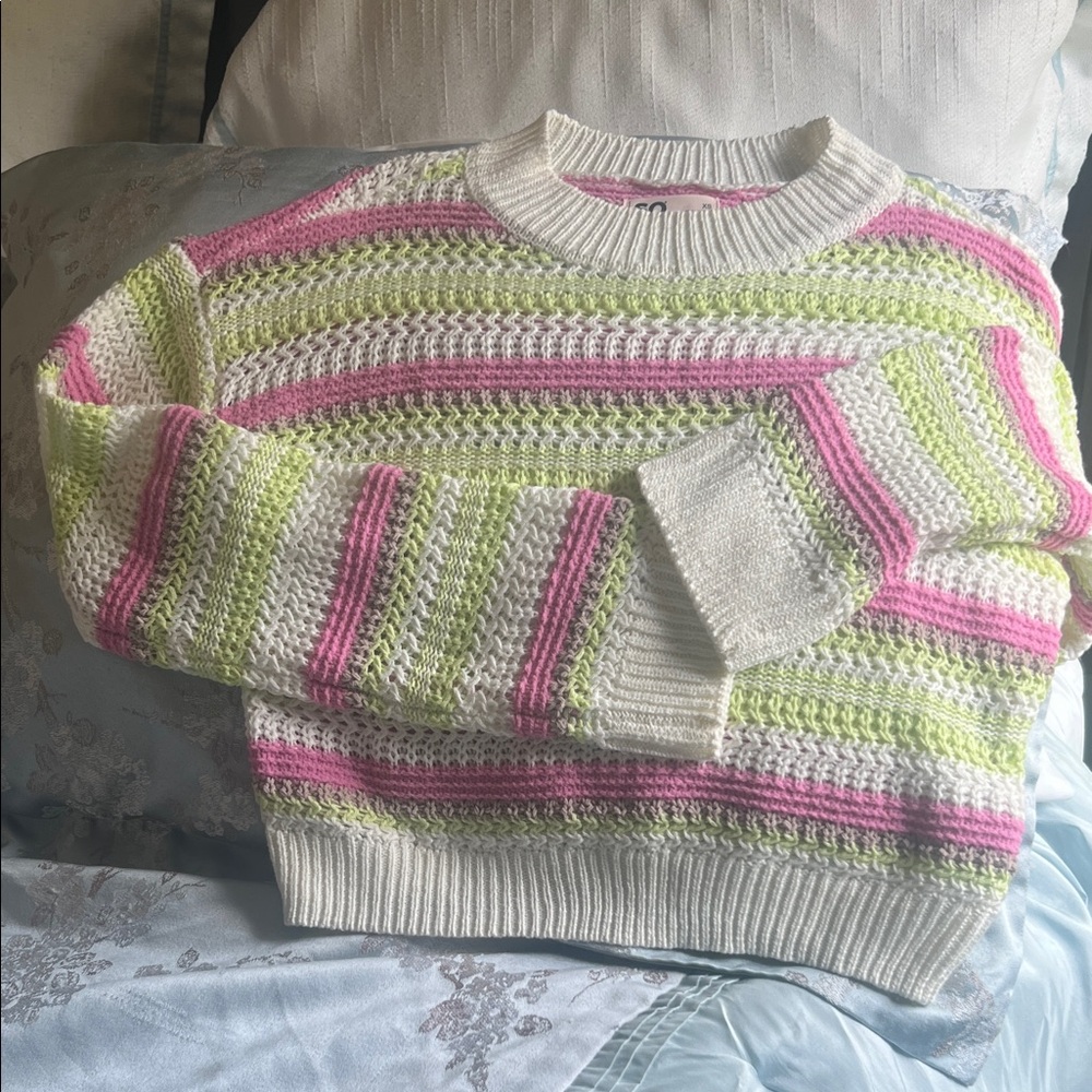 SO Women's Sweater in Pink, Green, and Cream